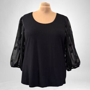 TAHARI Knit Crewneck with mesh sleeves, NWT! Size 2X